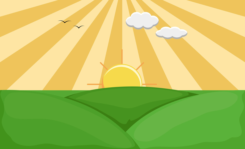 Sunrise - Cartoon Background Vector Royalty-Free Stock Image - Storyblocks