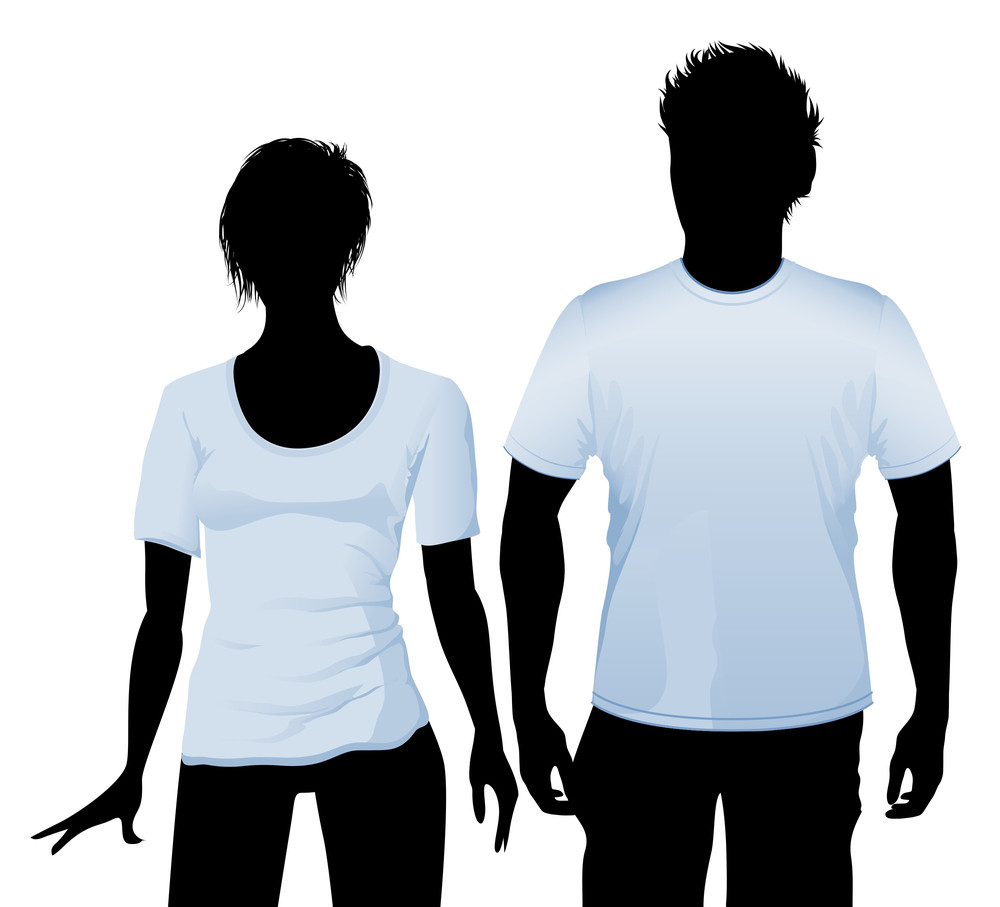 T-shirt And Polo Shirt Design Template With Black Body Silhouette ...