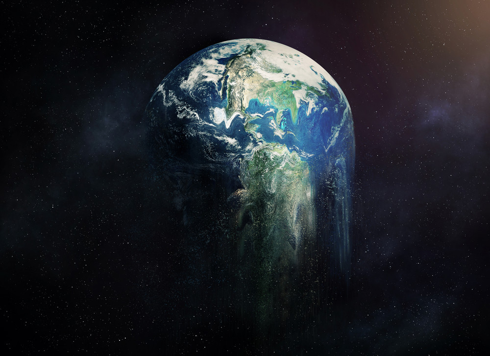 The earth surrounded by stars while falling apart RoyaltyFree Stock