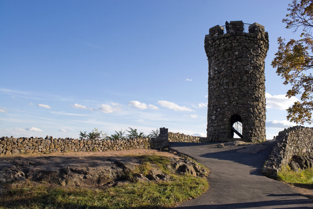 The historic New England Castle Craig located at Hubbard Park in Meriden Connecticut. Royalty