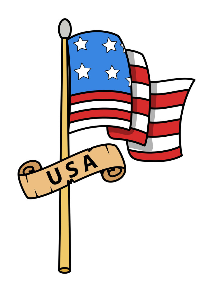 Usa Flag Cartoon Vector Illustration Royalty-Free Stock Image - Storyblocks