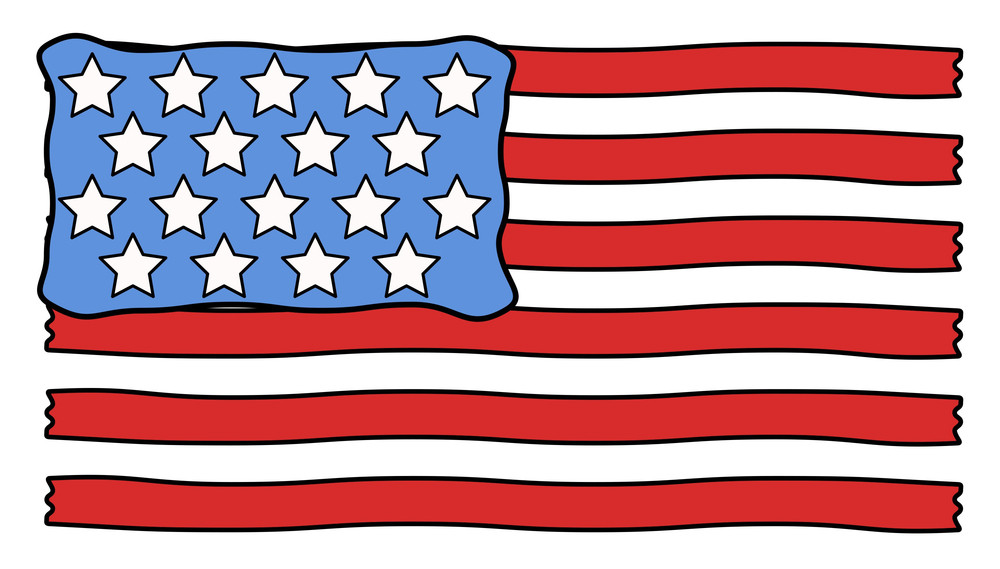 Usa Flag Cartoon Vector Royalty-Free Stock Image - Storyblocks