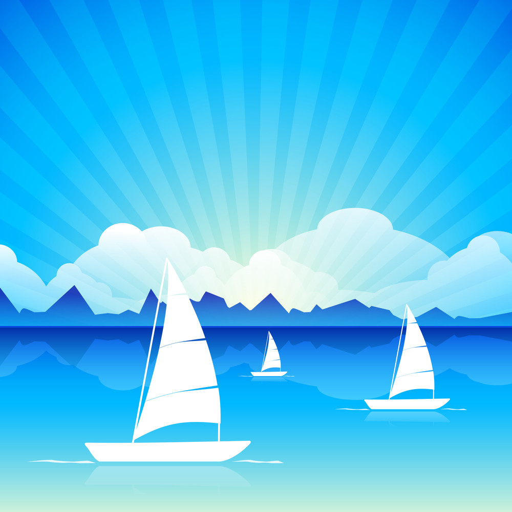 Vector Illustration Of Calm Sea Royalty-Free Stock Image - Storyblocks