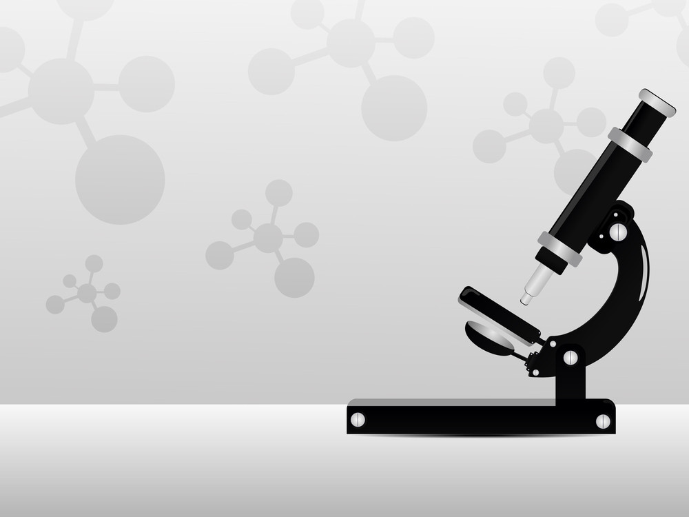 Vector Molecule Medical Background With Microscope. Royalty-Free Stock