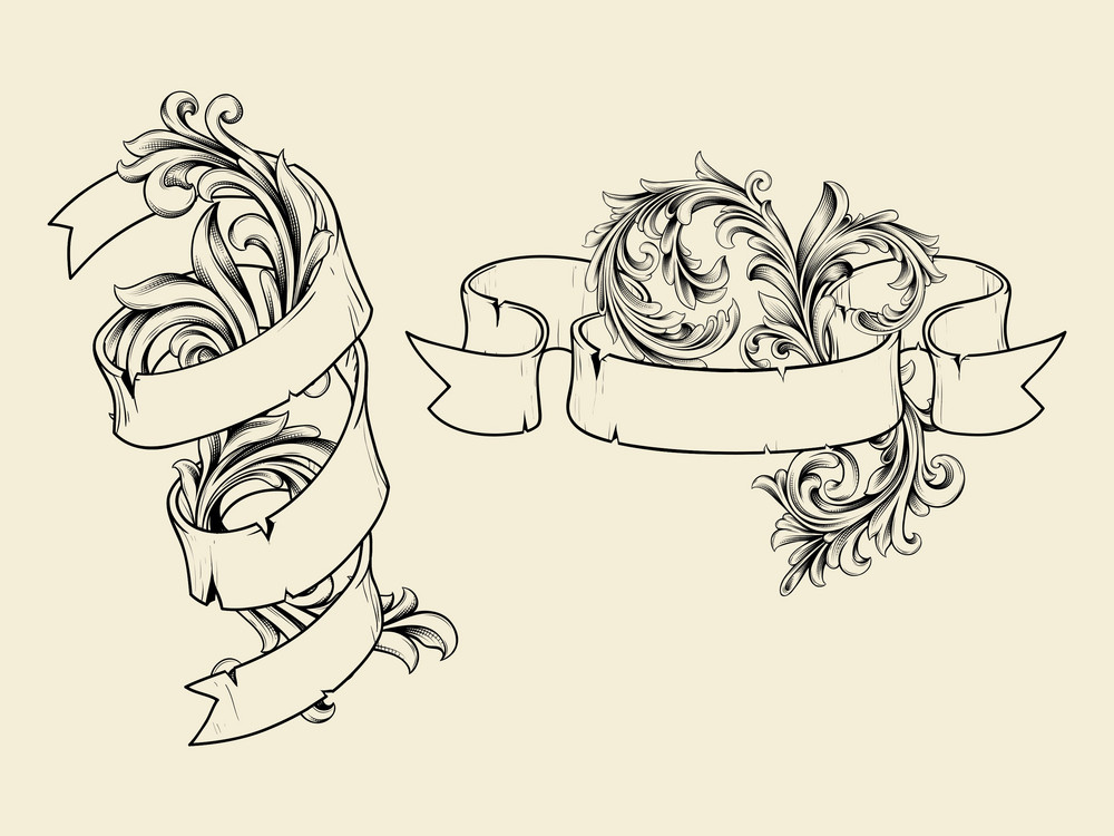 Vector Ribbons With Floral Royalty-Free Stock Image - Storyblocks