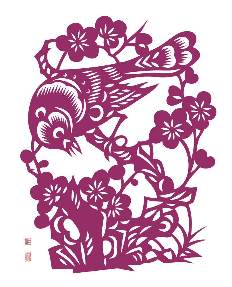 Vector Traditional Chinese Bird Paper Cutting Royalty-Free Stock Image ...