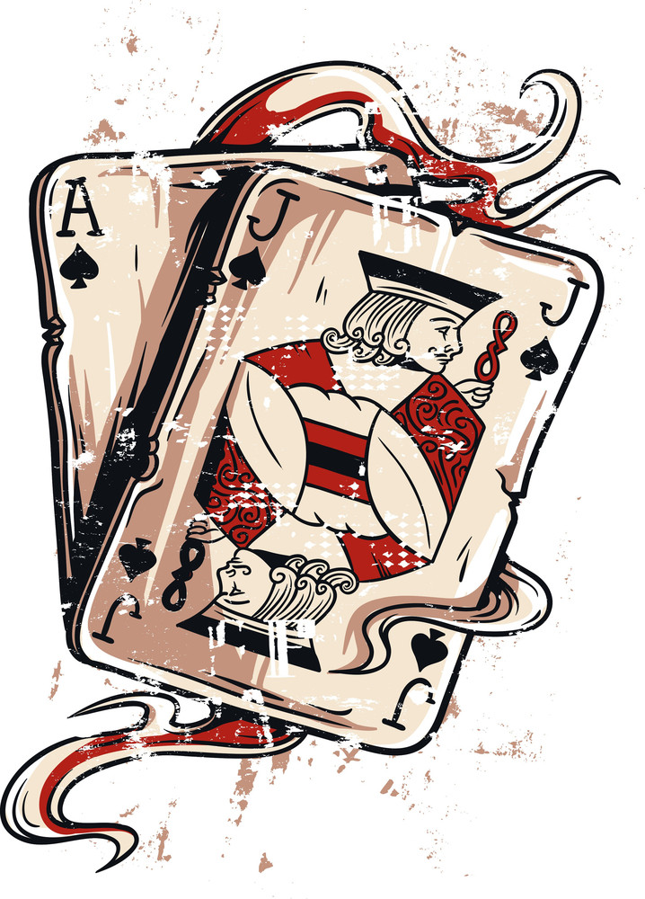 Download Vintage Vector T-shirt Design With Casino Game Cards ...