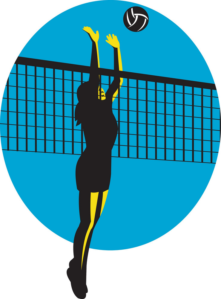 Volleyball Player Spiking Ball Retro Royalty-Free Stock Image - Storyblocks