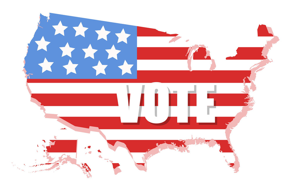 Vote Text On Usa Flag Election Day Vector Illustration Royalty-Free ...