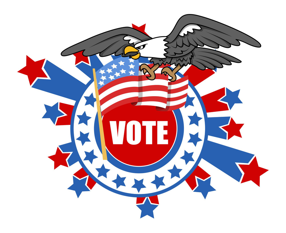 Vote Theme Design With Bald Eagle And Usa Flag Election Day Vector ...