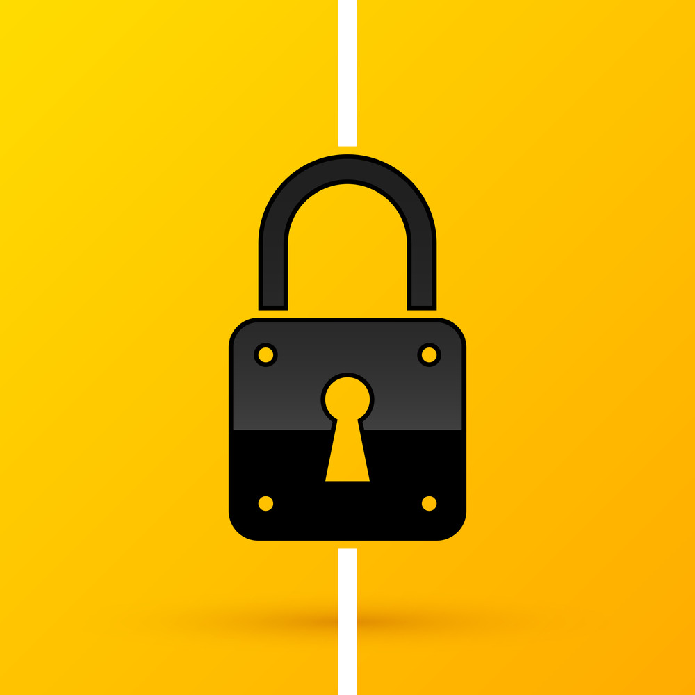 Padlock Icon On Bright Yellow Background. Eps10 Royalty-Free Stock ...