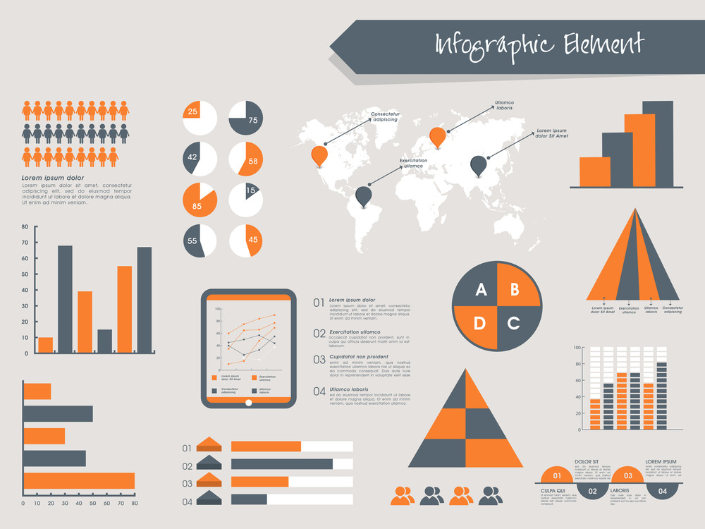 elements design flowchart big various of elements infographic including set A