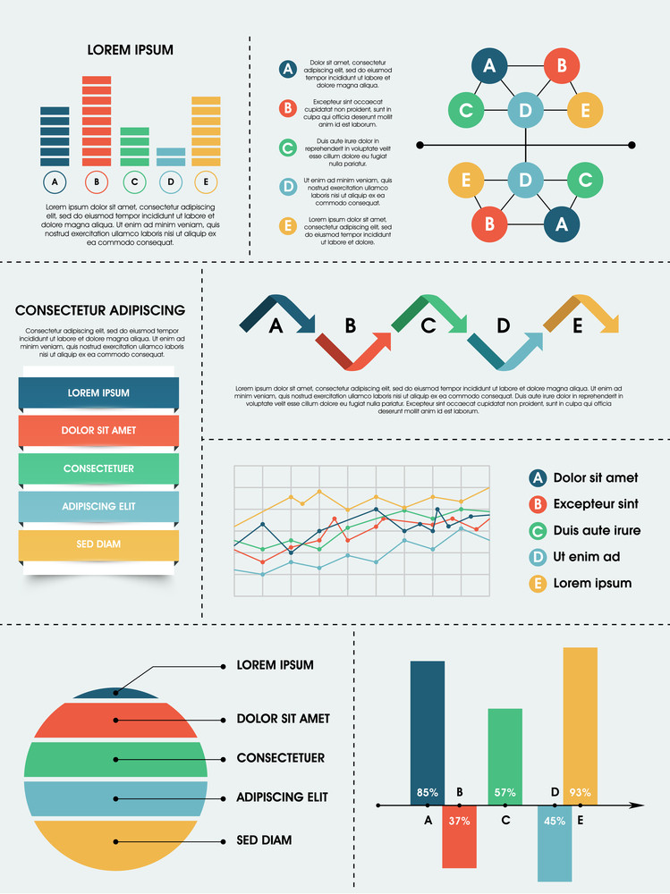 Collection of different infographics elements for business growth data ...