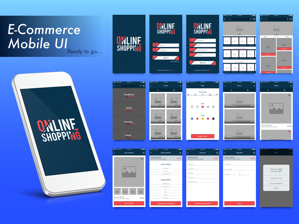 Online Shopping Material Design, UI, UX and GUI template ...