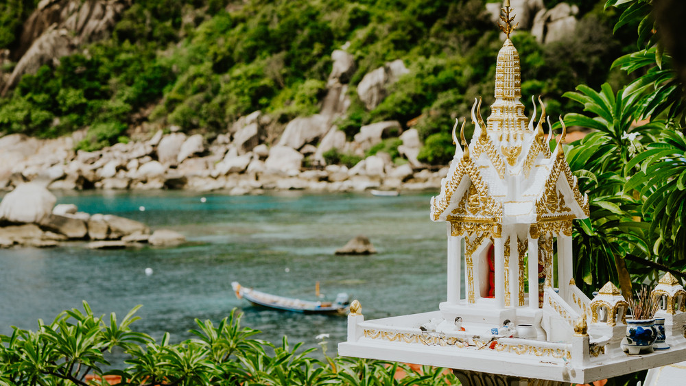 Buddhist Spirit House Shrine Stands On Tanote Bay With - 