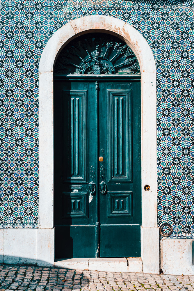 detail of portuguese architecture in Lisbon: Old tradition colorful door of the house in Lissabon, Lisboa Portugal