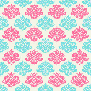 Pink And White Flowers Pattern On A Turquoise Background Royalty-Free