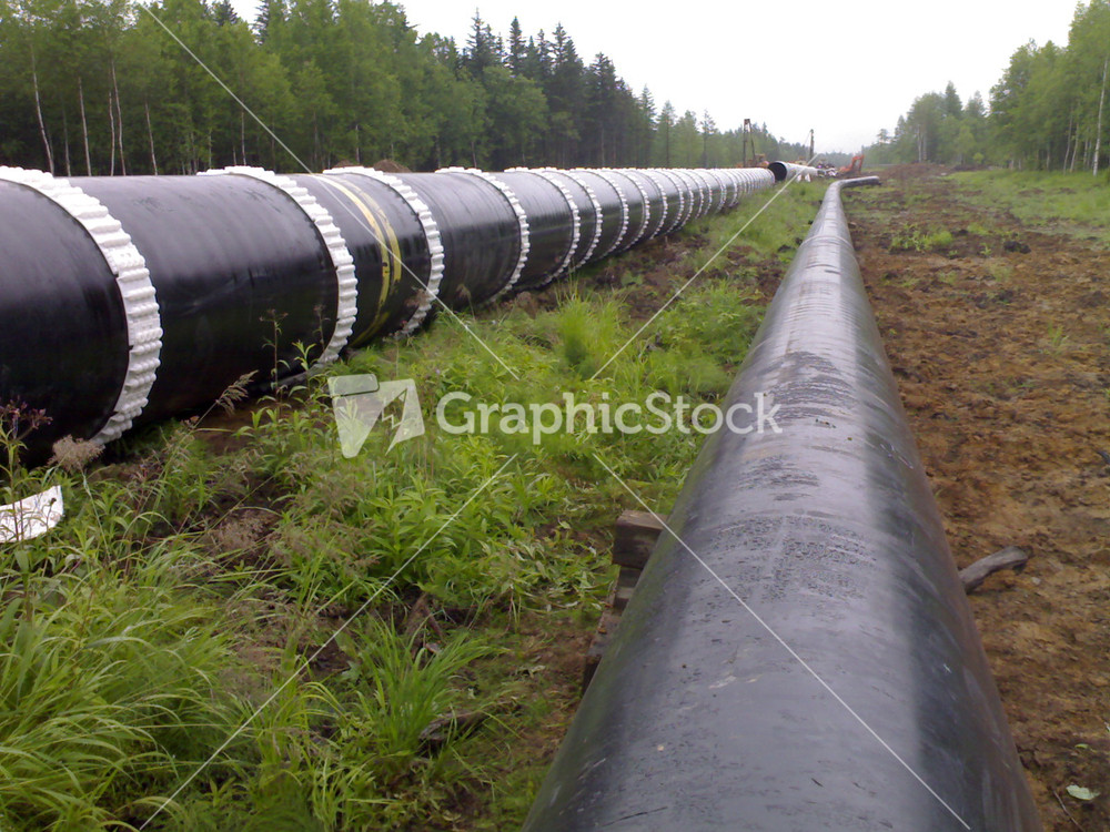 Construction of the gas pipeline on the ground. transportation of energy carriers.
