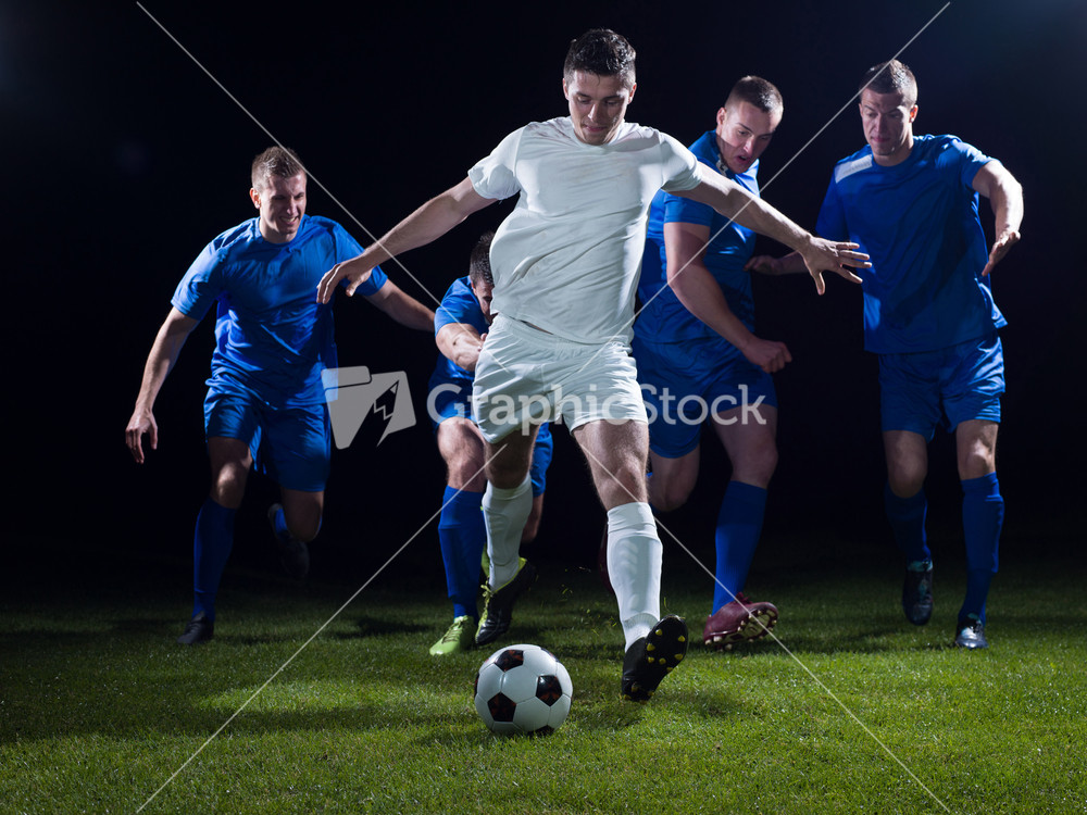 Soccer players duel