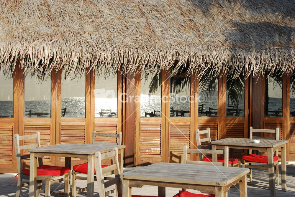 Beach Restaurant View In Maldives (ocean Reflection)