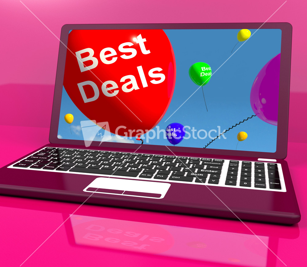 Best Deals Balloons On Computer Representing Discounts Online