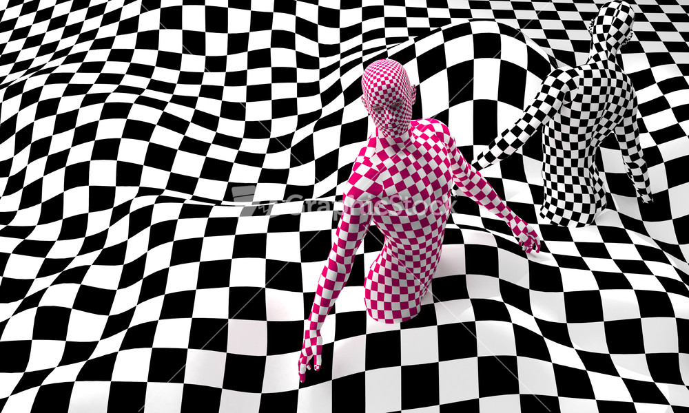 Black End Red Checkered Man