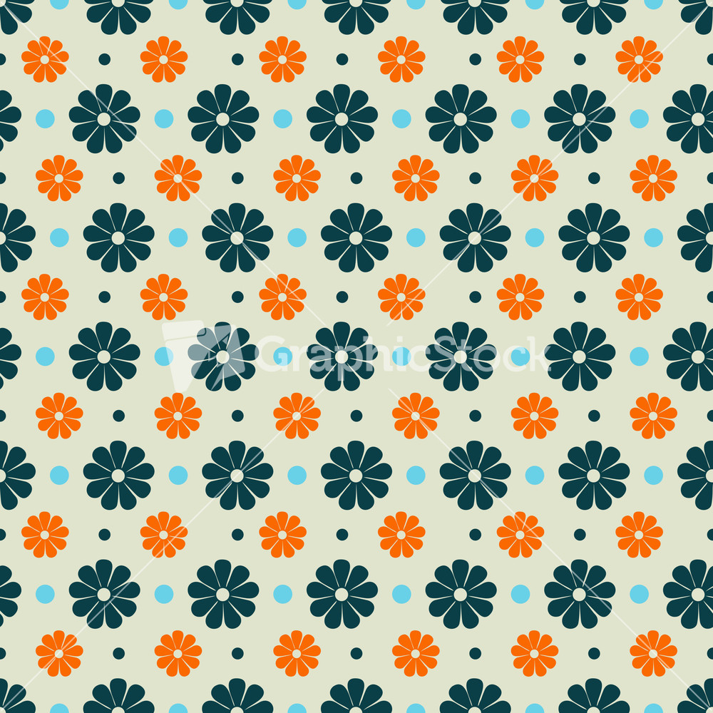 Blue And Orange Flower Pattern