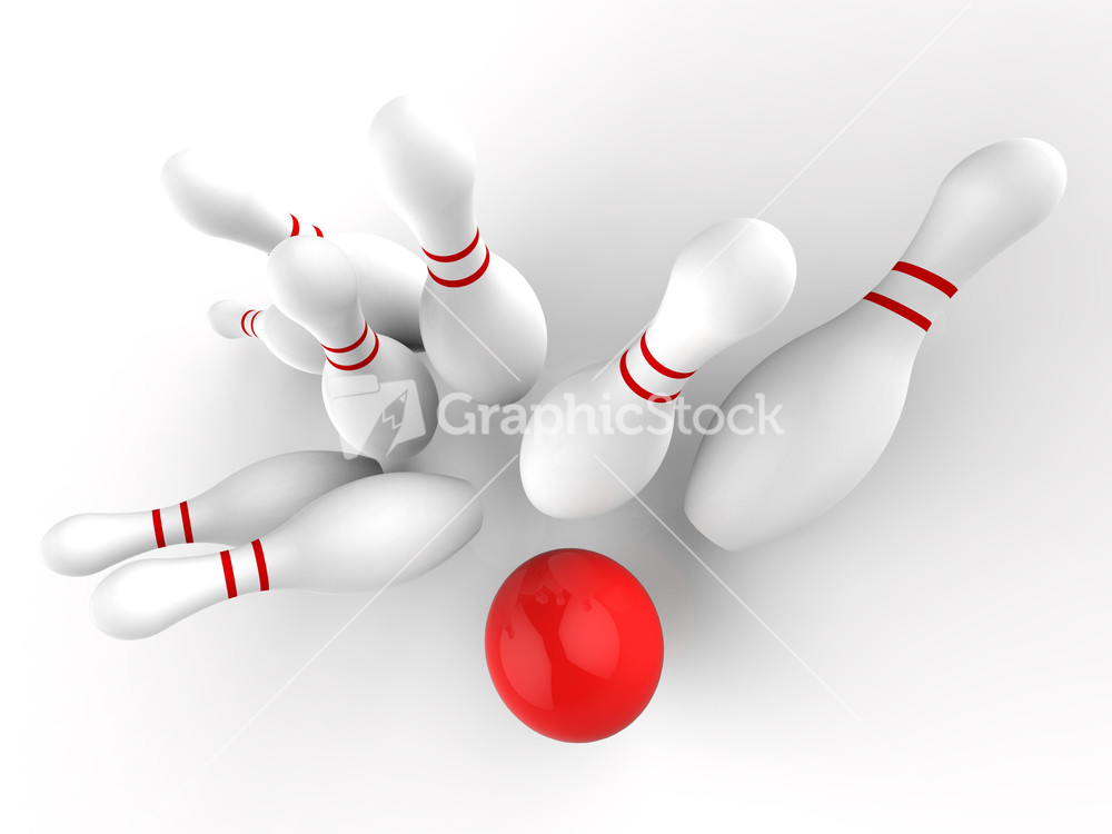 Bowling Strike Showing Skittles Game Success