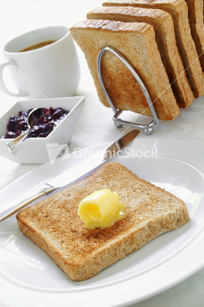 Sliced Toasted Brown Bread With Jam