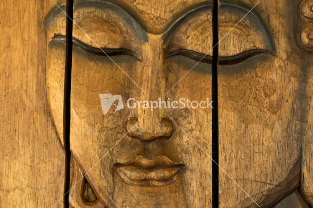 Buddha Painting On Wooden Wall