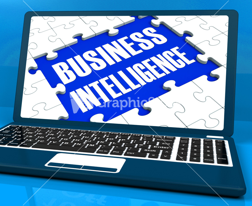 Business Intelligence On Laptop Showing Collecting Client Information