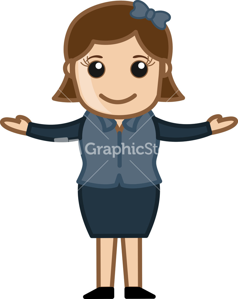 Cartoon Woman Raising Her Hands Stock Image