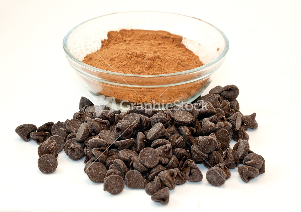 Chocolate Cocoa Powder And Chocolate Chips For Baking