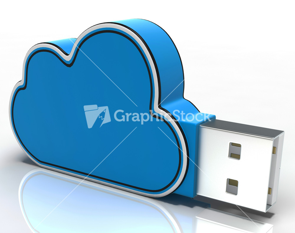 Cloud Computing Stick Shows Network Or Internet Storage