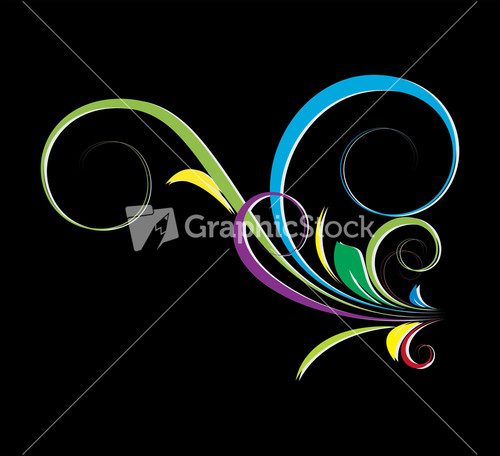 Colored Flourish Elements Silhouette Stock Image