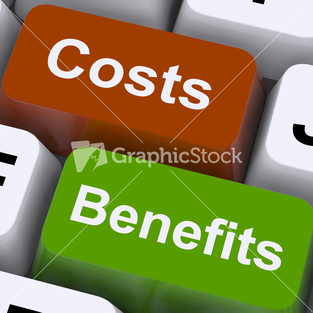 Costs Benefits Keys Showing Analysis And Value Of An Investment