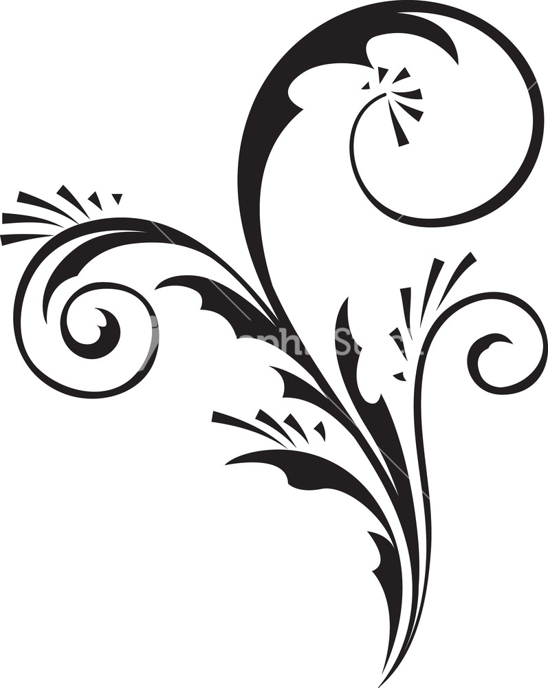 Curl Floral Vector Element