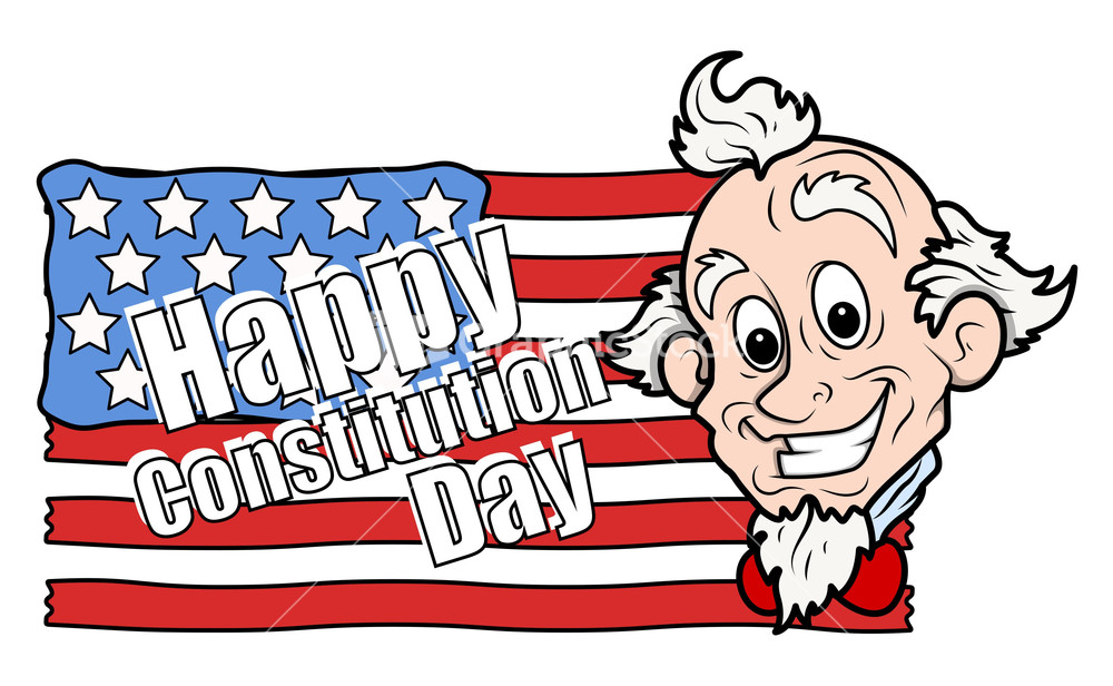 Cute Uncle Sam Cartoon Constitution Day Vector Illustration