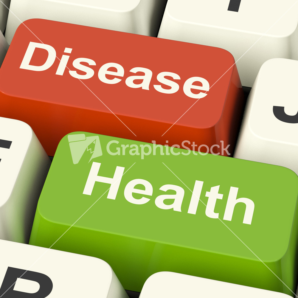 Disease And Health Computer Keys Showing Online Healthcare Or Treatment