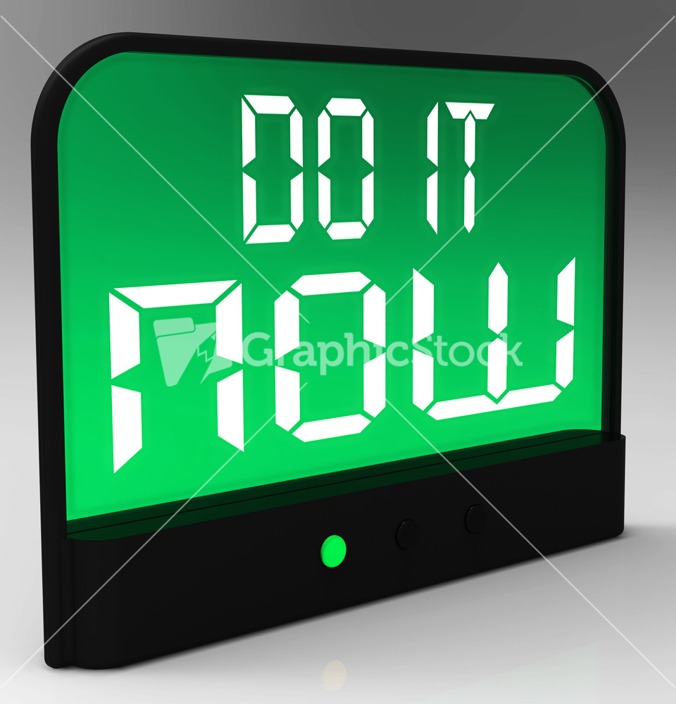 Do It Now Clock Showing Urgency For Action