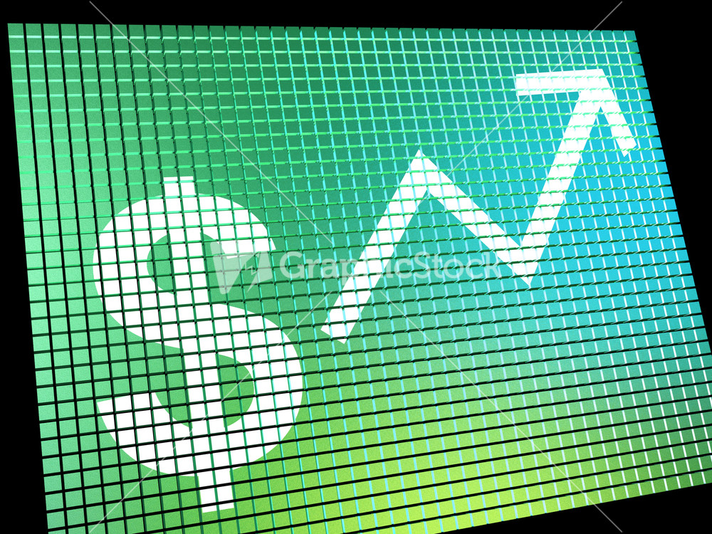 Dollar Sign And Up Arrow Monitor As Symbol For Earnings Or Profit