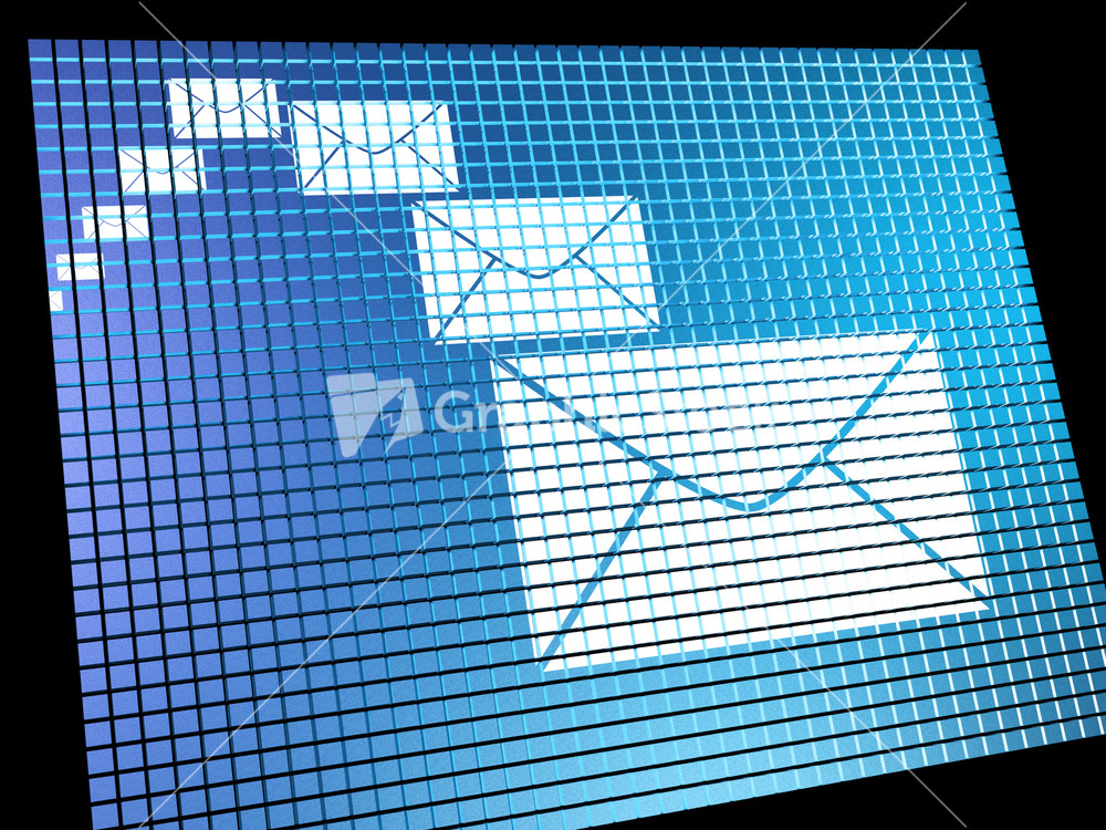 Email Envelopes Being Received On Computer Screen Showing Emailing Or Contacting