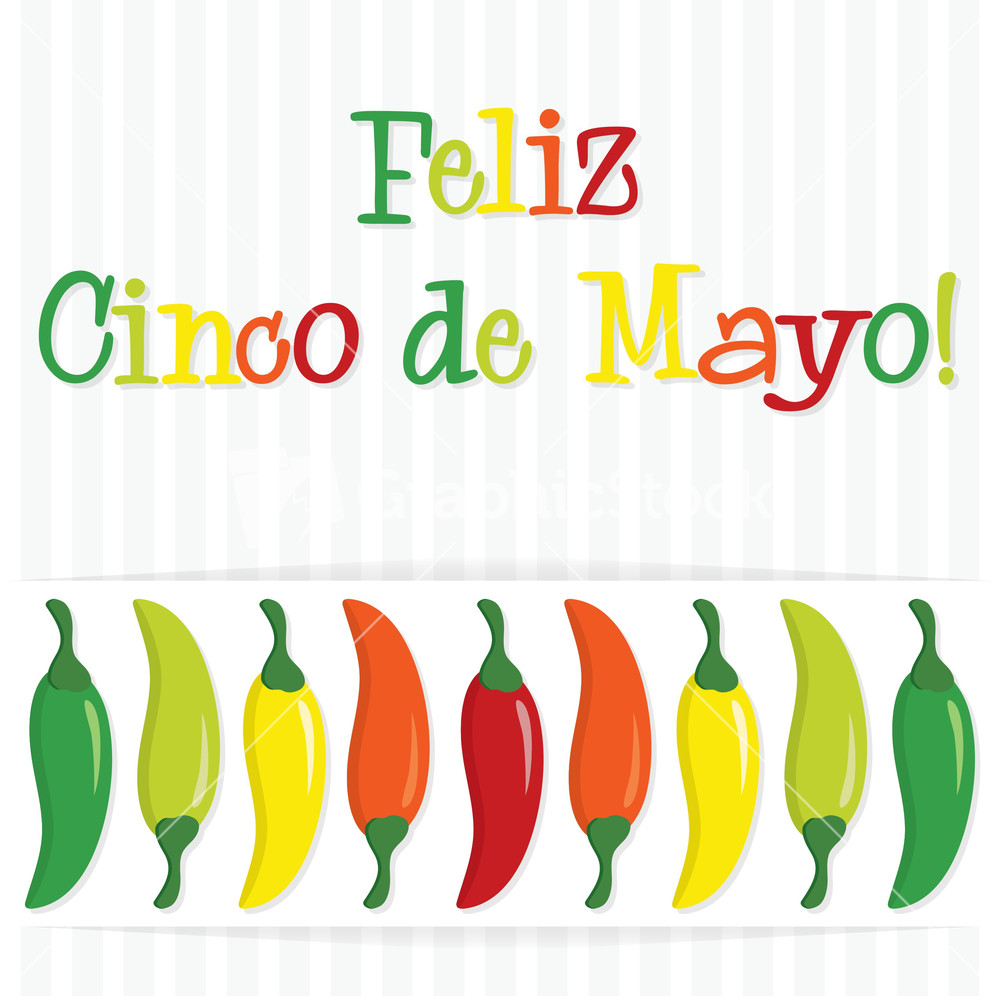 Feliz Cinco De Mayo (happy 5th Of May) Chilli Card In Vector Format.