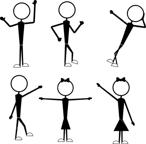 Stick Figure Cartoon Characters Actions Stock Image