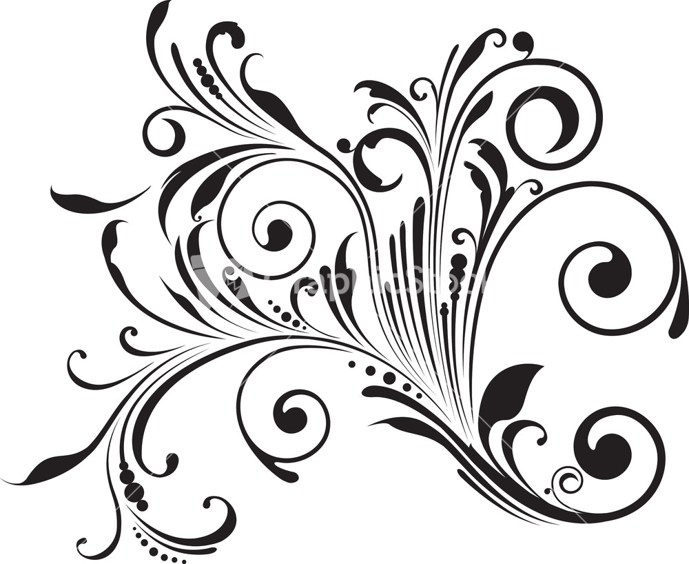 Floral Curl Vector Element