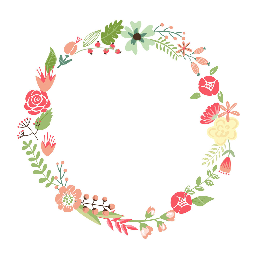 floral frame cute retro flowers arranged un a shape of the wreath perfect f_fkCgLtO__M