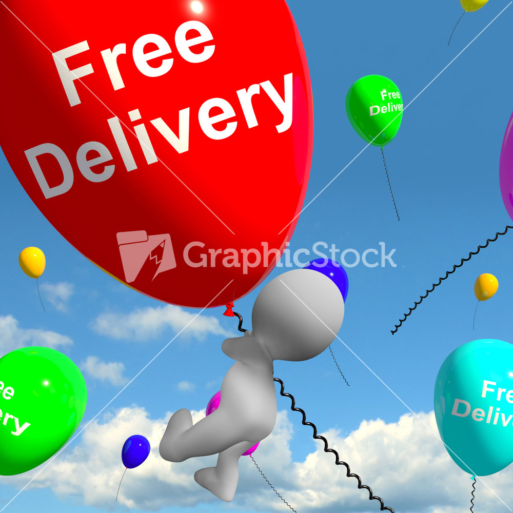 Free Delivery Balloons Showing No Charge Or Gratis To Deliver