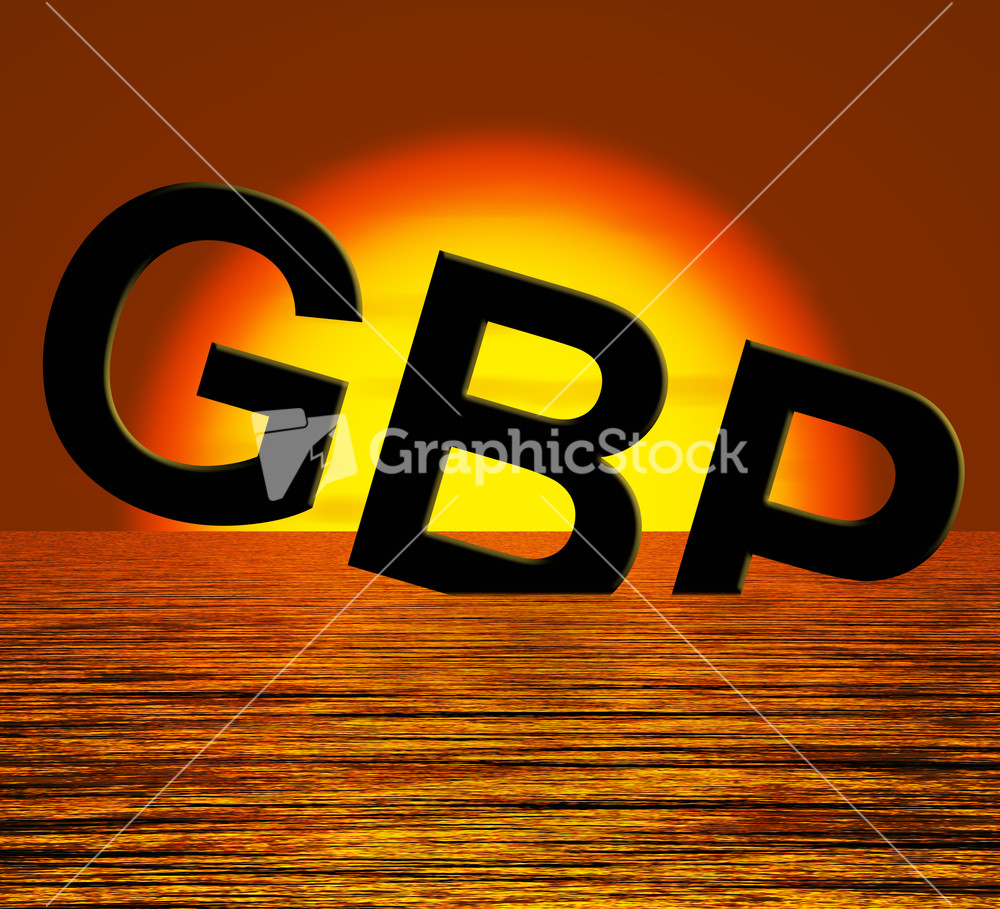 Gbp Word Sinking And Sunset Showing Depression Recession And Economic Downturn