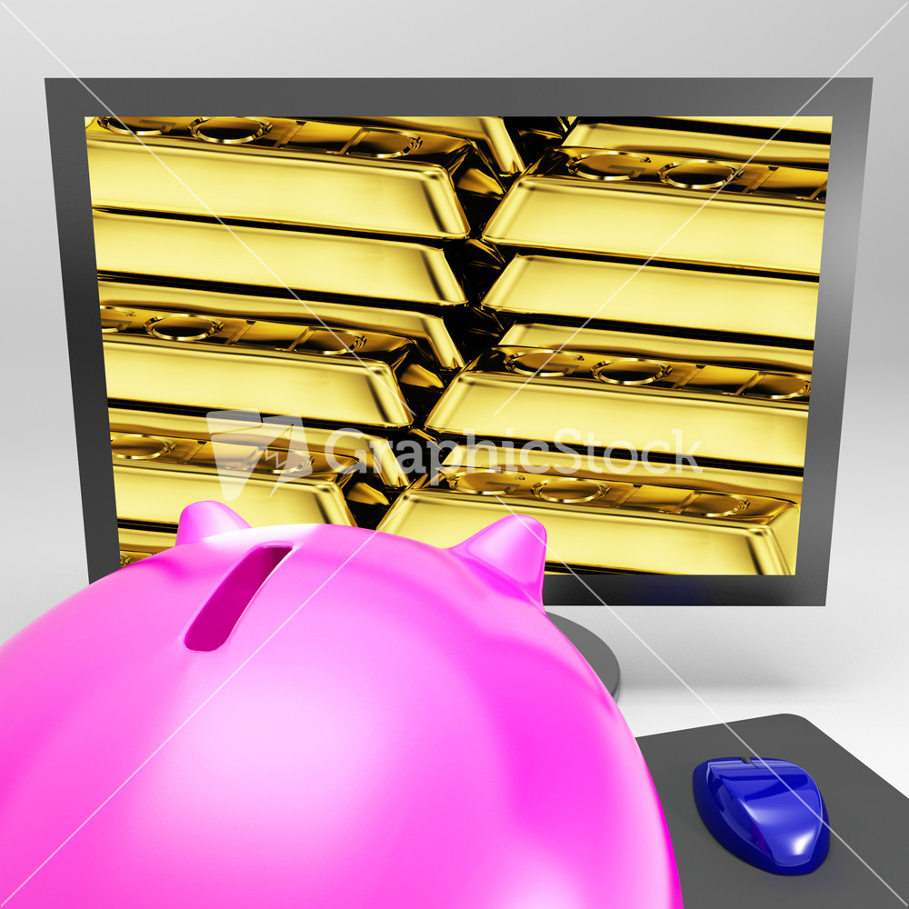 Gold Bars Screen Shows Shiny Valuable Treasure