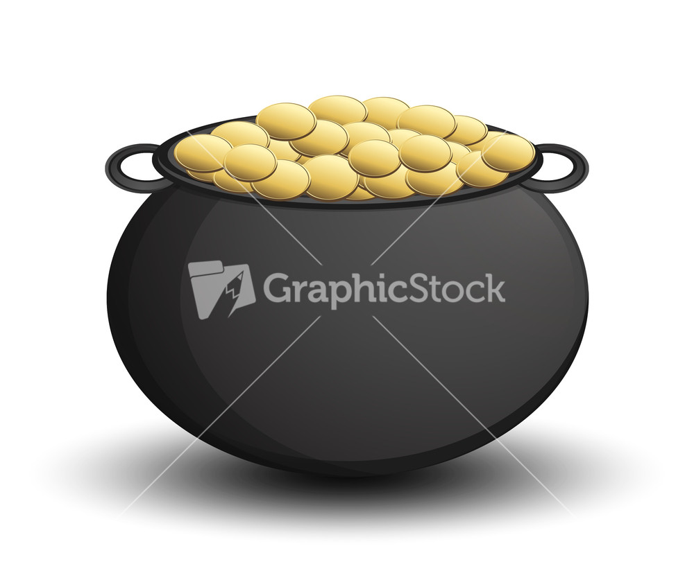 Gold Coins Cauldron Vector Object